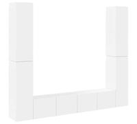 Yisssmeng Lot de 6 meubles TV suspendus en bois blanc, montage mural, 2 meubles TV de 80 cm, 4 armoires murales de 90 cm pour le salon