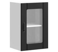 Yisssmeng Lucca Armoire murale de cuisine, 40 x 31 x 60 cm, en bois noir avec portes en verre, design mural moderne, robuste et durable, multi-usages, pour cuisine, salle à manger, couloir
