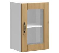 Yisssmeng Lucca - Armoire suspendue - Chêne artisanal - Avec porte en verre - 40 x 31 x 60 cm - Peu encombrant - En bois et verre - Montage mural - Design moderne - Pour cuisine, couloir, salle à