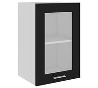 Yisssmeng Lyon Armoire à verre suspendue - Noir - 40 x 31 x 60 cm - En matériau dérivé du bois avec façade en verre - Buffet de cuisine moderne - Pour cuisine, couloir, salle à manger, surface de