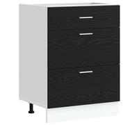 Yisssmeng Meuble de cuisine avec 3 tiroirs, armoire de cuisine aspect chêne noir, commode pour ustensiles de cuisine, armoire à tiroirs moderne en bois 60 x 46 x 81,5 cm