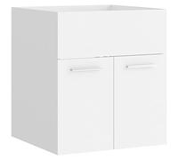 Yisssmeng Meuble sous lavabo blanc compact avec 2 portes et compartiment de rangement, meuble bas moderne en bois pour salle de bain, 41 x 38,5 x 46 cm