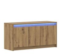 Yisssmeng Meuble TV 100x34x50 cm Bois d'Ingénierie Chêne Artisanal | Ce support de télévision rectangulaire avec porte réversible optimise l'espace de votre salon ou studio moderne.