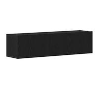 Yisssmeng Meuble TV aspect chêne noir, meuble bas pour salon, meuble TV avec 2 portes rabattables, armoire multimédia en bois composite, montage mural possible, 120 x 30 x 30,5 cm