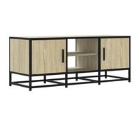Yisssmeng Meuble TV bas, 100 x 35 x 41 cm, chêne Sonoma, bois/métal, espace de rangement, jusqu'à 50"