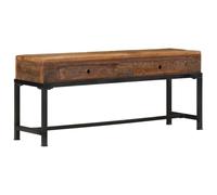 Yisssmeng Meuble TV bas, 110 x 30 x 46 cm, en bois recy t fer, design industriel moderne, espace de rangement avec 2 tiroirs, support TV robuste pour salon et chambre à coucher