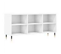 Yisssmeng Meuble TV bas, blanc, 103,5 x 30 x 50 cm, en bois avec pieds en fer, meuble TV moderne avec 6 compartiments, espace de rangement pour salon, chambre à coucher