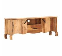 Yisssmeng Meuble TV bas en bois massif Marron 115 x 30 x 42 cm | Buffet compact en bois véritable au design du milieu du siècle avec 2 portes, tiroir et compartiment pour salon et couloir.