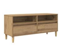 Yisssmeng Meuble TV bas en chêne artisan - 100 x 34,5 x 44,5 cm - En bois - Avec tiroir et étagère - Charge maximale : 60 kg - Buffet moderne - Pour salon, couloir ou chambre à coucher