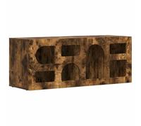 Yisssmeng Meuble TV bas en chêne fumé 100 x 35 x 40 cm - 7 étagères - Buffet de salon moderne pour TV, chambre à coucher et bureau