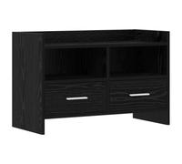 Yisssmeng Meuble TV bas en chêne noir 71,5 x 33 x 47 cm | Meuble bas compact pour salon et chambre à coucher avec 2 tiroirs et 2 compartiments ouverts pour appareils multimédias.