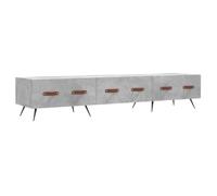 Yisssmeng Meuble TV bas gris béton 150 x 36 x 30 cm en bois et pieds en fer Design moderne avec 3 tiroirs Grand espace de rangement Meuble TV pour salon, chambre à coucher, couloir