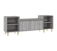Yisssmeng Meuble TV bas gris Sonoma 160 x 35 cm en matériau à base de bois avec 6 compartiments et porte - Plaque supérieure stable - Meuble TV moderne pour salon et chambre à coucher