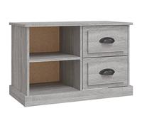 Yisssmeng Meuble TV bas gris sonoma 73 x 35,5 x 47,5 cm en matériau dérivé du bois avec 2 tiroirs et compartiments ouverts, design moderne, miracle de rangement pour salon, chambre à coucher, couloir