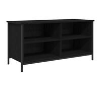 Yisssmeng Meuble TV bas noir aspect chêne 100 x 40 x 50 cm - Plaque structurée massive - Charge maximale : 60 kg - 4 étagères - Meuble TV moderne pour salon, chambre à coucher, bureau