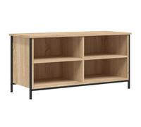 Yisssmeng Meuble TV en chêne Sonoma - 100 x 40 x 50 cm - Avec 4 compartiments - Pieds en fer - Moderne - Pour salon, chambre à coucher ou couloir