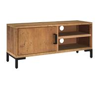 Yisssmeng Meuble TV en Pin Massif Marron 90x30x40 cm avec Porte