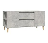 Yisssmeng Meuble TV Gris Béton 102x44,5x50 cm en Bois d'Ingénierie | Buffet bas de salon avec 4 compartiments ouverts et 2 tiroirs spacieux pour optimiser votre espace multimédia.