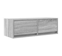 Yisssmeng Meuble TV gris Sonoma 80 x 31 x 25,5 cm en matériau dérivé du bois avec 2 tiroirs, design robuste et moderne, pour salon, chambre à coucher, bureau
