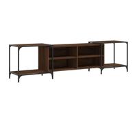 Yisssmeng Meuble TV marron aspect chêne réglable 108-203 x 37 x 50 cm Matériau bois avec cadre en métal Meuble TV moderne pour salon, chambre à coucher et couloir