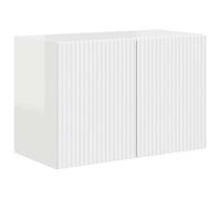Yisssmeng Meuble TV mural blanc brillant 59,5 x 31 x 40 cm en bois avec 2 portes battantes, design moderne et espace de rangement pour accessoires TV pour salon, chambre à coucher, couloir