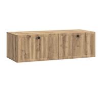 Yisssmeng Meuble TV Mural Bois d'ingénierie Couleur Chêne 98x41x30 cm | Supporte 60 kg au total et libère de l'espace au sol dans le salon avec deux portes abattantes pratiques.
