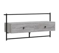 Yisssmeng Meuble TV mural gris Sonoma - 100,5 x 30 x 51 cm - En bois avec métal - Meuble bas moderne avec beaucoup d'espace de rangement - Montage mural - Pour salon, bureau, couloir