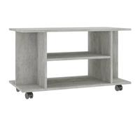 Yisssmeng Meuble TV roulettes Gris Béton 80x40x45 cm Bois Composite | Support multimédia compact avec étagères pour salon et chambre, conçu pour ranger vos appareils et accessoires.