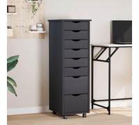 Yisssmeng Moss Armoire de rangement à roulettes 8 tiroirs Meuble de bureau en bois de pin massif 34 x 39 x 103 cm Gris Moderne Organiseur rustique pour la maison, le bureau, la chambre à coucher, la