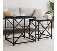 Yisssmeng Nesting - Lot de 2 tables basses - Noir - 50 x 50 x 52,5 cm - En bois et cadre en métal - Économie d'espace - Table d'appoint pour petits espaces - Design moderne