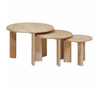 Yisssmeng Nesting Lot de 3 tables basses modernes rondes en bois massif de mangue, tables basses peu encombrantes pour le salon, table basse Ø 54/44/34 cm