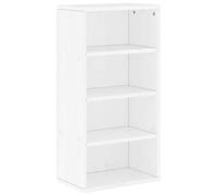 Yisssmeng ODDA - Armoire d'appoint - Blanc - 40 x 24 x 79 cm - En pin massif - Look rustique classique - Petite armoire de couloir avec 4 compartiments ouverts - Pour chambre à coucher, salon et