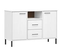 Yisssmeng Oslo - Buffet en bois massif - Blanc - 113 x 40 x 77 cm - En pin massif - Avec pieds en métal - Design moderne - Avec espace de rangement - Pour salon, couloir ou chambre à coucher