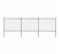 Yisssmeng Panneaux de clôture de jardin en acier noir de 5,1 m x 2 m avec dessus de lance, 3 éléments de clôture modulaires et 4 poteaux, écran de confidentialité extérieur revêtu de poudre pour