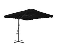 Yisssmeng Parasol 250 x 250 cm noir avec rotation à 360 °, mât en acier revêtu par pulvérisation, polyester résistant aux UV, pied en croix robuste, ombrage de terrasse résistant aux intempéries pour