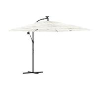 Yisssmeng Parasol blanc 269 x 269 x 235 cm avec manivelle et mât en acier, protection solaire robuste en polyester résistant aux intempéries, design peu encombrant pour jardin, terrasse et balcon