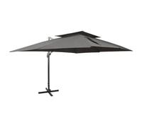 Yisssmeng Parasol déporté 400 x 300 cm anthracite avec double toit et fonction rotative à 360° en aluminium revêtu par pulvérisation pour jardin, terrasse, balcon