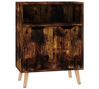 Yisssmeng Petit buffet en chêne fumé - 60 x 30 x 72 cm - En matériau dérivé du bois avec 3 compartiments - Moderne - Avec fixation murale - Pour couloir, chambre à coucher, salon