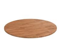 Yisssmeng Plateau de table rond en chêne - 80 x 1,5 cm - Petit format - Bois massif traité - Marron clair - Pour bureau, cuisine, chambre à coucher