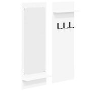 Yisssmeng Porte-Manteau Mural avec Miroir et 2 Étagères Blanc 70x10x90cm | Optimisez votre entrée avec ce meuble compact en bois d'ingénierie, doté de rangements pratiques et stables.