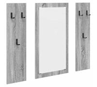Yisssmeng Porte-Manteau Mural avec Miroir et Étagères Gris Sonoma | Ce meuble de couloir mural optimise votre entrée grâce à ses étagères intégrées et son miroir vertical pratique.