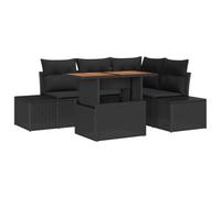 Yisssmeng Salon de jardin 5 pièces en polyrotin noir marron
