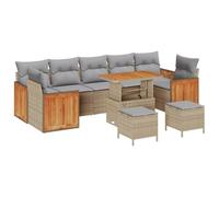 Yisssmeng Salon de jardin en polyrotin - Canapé d'angle avec coussins - 13 | Design modulaire pour jardin et terrasse : peut être combiné de manière variable avec des coussins confortables et une table