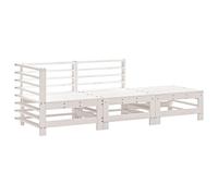 Yisssmeng Salon de jardin modulable 3 pièces en pin massif blanc - Ensemble canapé d'angle, canapé central et tabouret pour terrasse, balcon et jardin