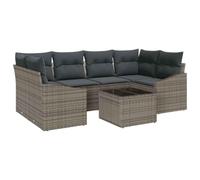 Yisssmeng Salon de jardin modulaire en polyrotin gris 7 pièces d'extérieur | Construction modulaire flexible pour jardin et terrasse avec cadre en acier robuste, table en verre et coussins d'assise doux