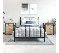 Yisssmeng Sonoma - Lot de 2 tables de chevet - En chêne Sonoma - 44 x 45 x 60 cm - Commode de chevet industrielle en bois et fer - Pieds réglables - Table d'appoint robuste pour chambre à coucher