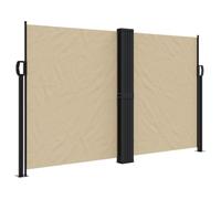 Yisssmeng Store latéral extensible beige 140 x 600 cm, brise-vue balcon et terrasse, protection contre les intempéries en 100 % polyester avec revêtement PU, cadre en acier, design peu encombrant