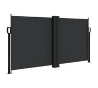 Yisssmeng Store latéral extensible noir 120 x 1200 cm, brise-vue de balcon en polyester résistant aux UV avec cadre en acier et aluminium, système de protection solaire peu encombrant pour terrasse