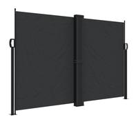 Yisssmeng Store latéral extensible noir 160 x 600 cm, brise-vue de balcon en polyester résistant aux intempéries avec cadre en acier, store solaire peu encombrant pour terrasse, jardin, balcon et