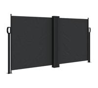 Yisssmeng Store latéral noir 120 x 1000 cm extensible en polyester résistant aux intempéries avec cadre en acier, peu encombrant pour terrasse, jardin et balcon